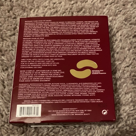 NWT Wander Beauty Baggage Claim gold eye masks - Picture 2 of 2